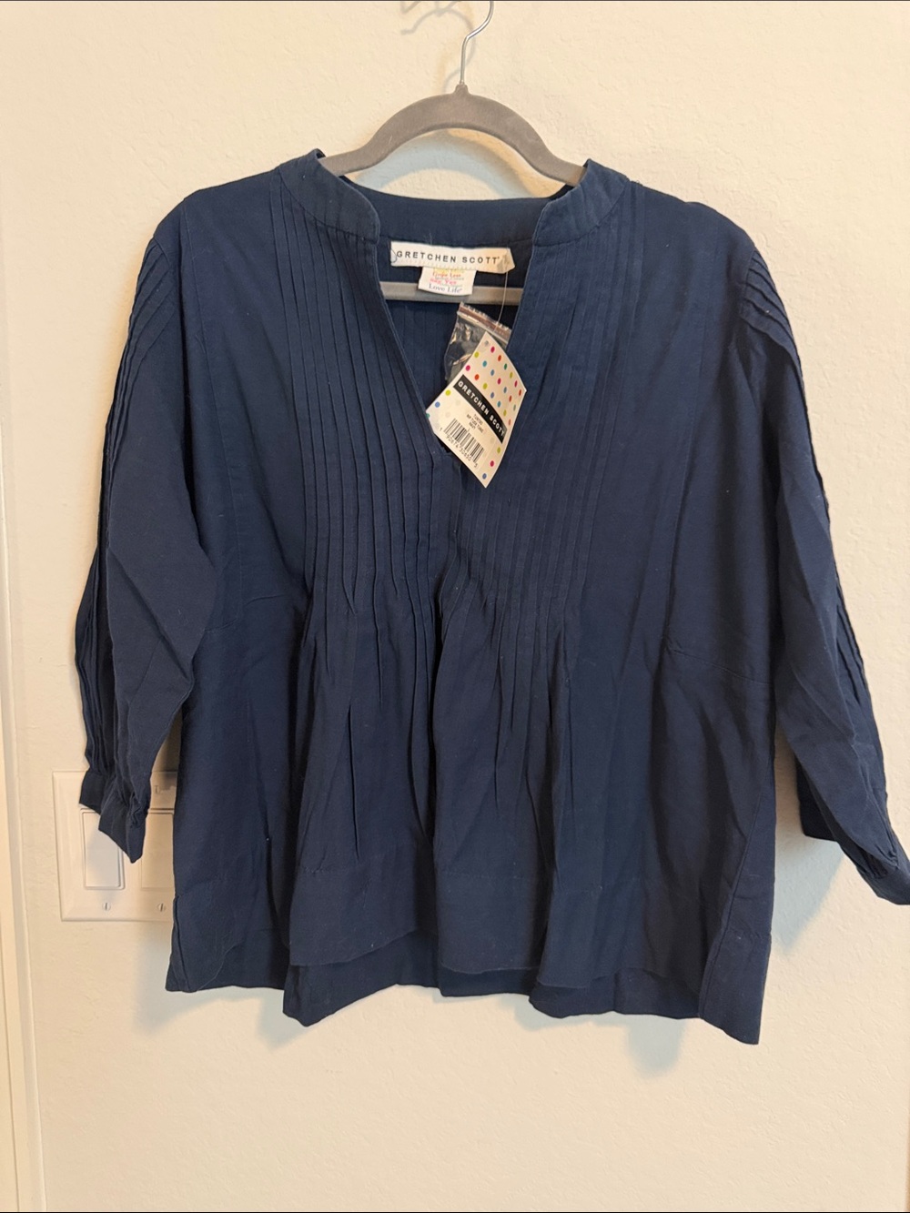 Gretchen Scott Designs Navy Pintuck V-Neck Tunic